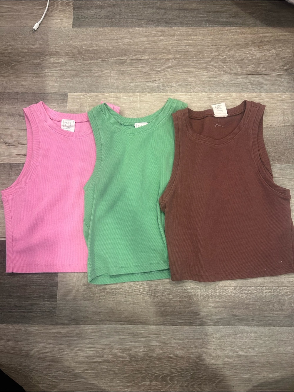 Ribbed Tank Top - Pink, Green, Brown